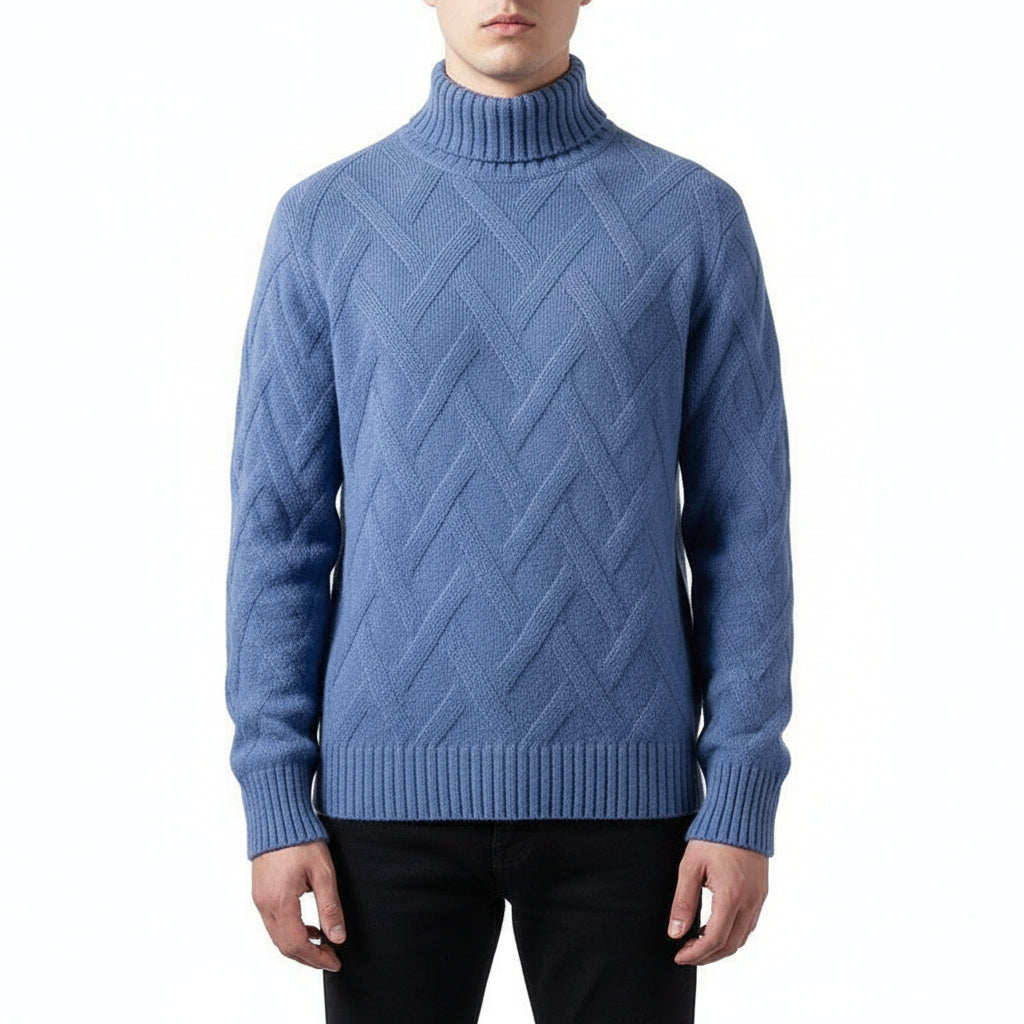 Men’s Half-Turtleneck Long-Sleeve Wool-Blend Knit Sweater