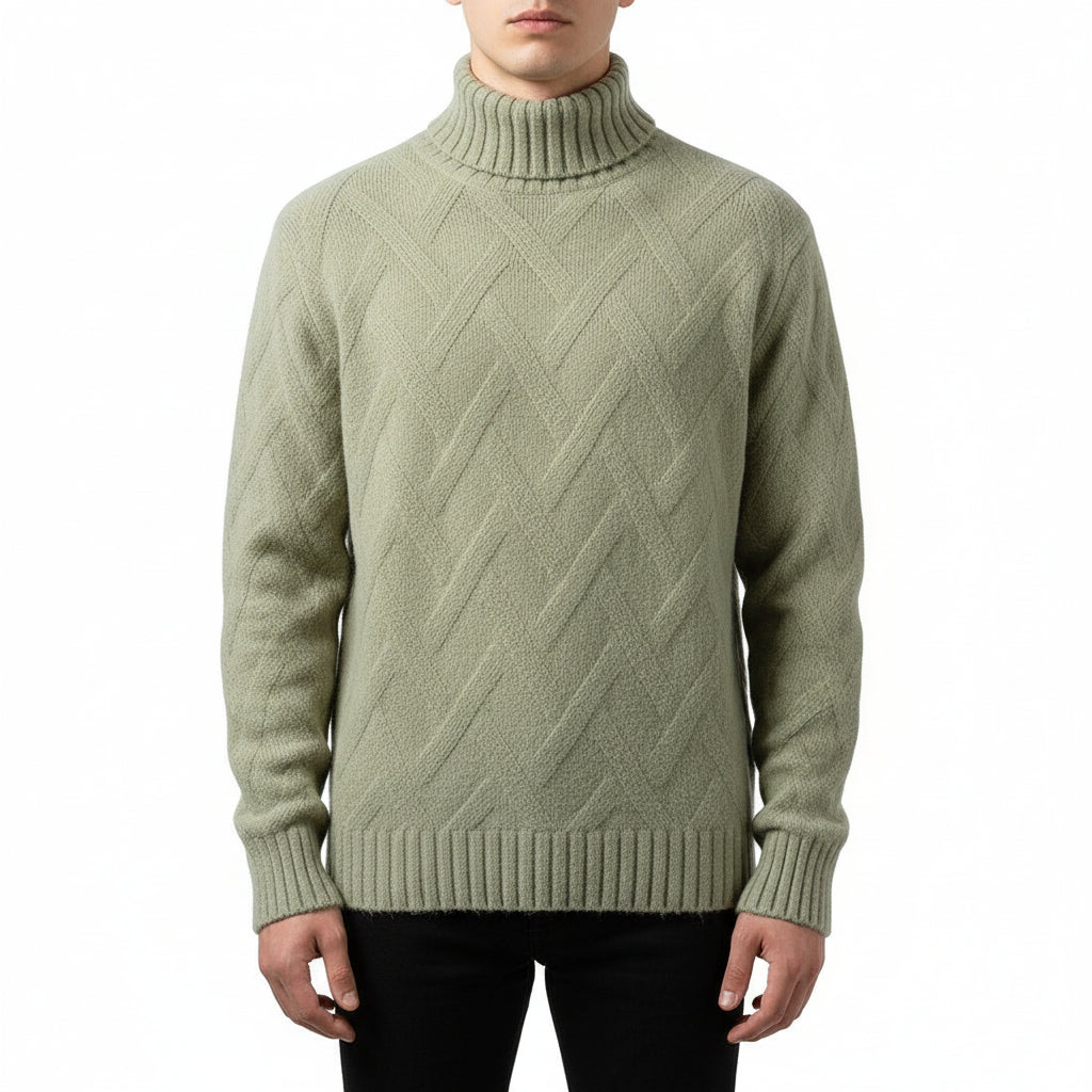 Men’s Half-Turtleneck Long-Sleeve Wool-Blend Knit Sweater