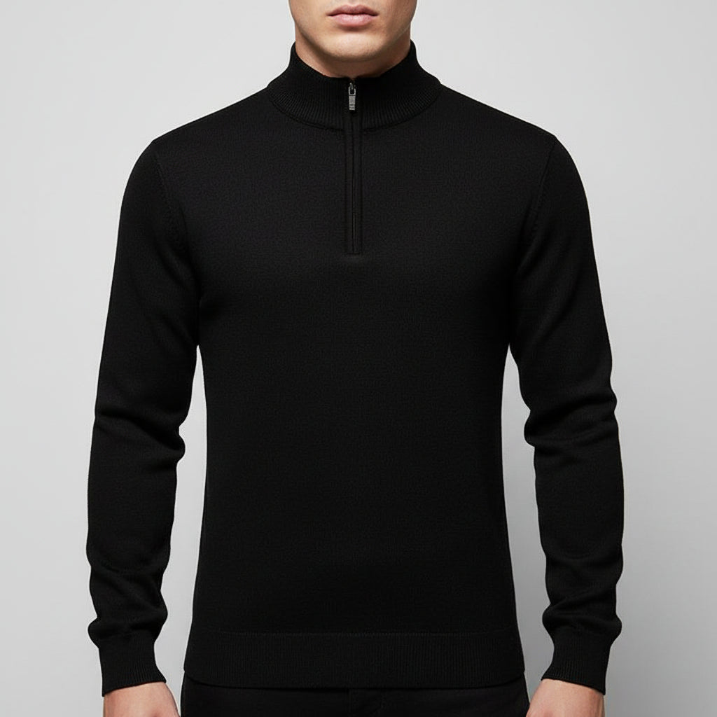 Men’s Half-Zip Long-Sleeve Fleece-Lined Sweater