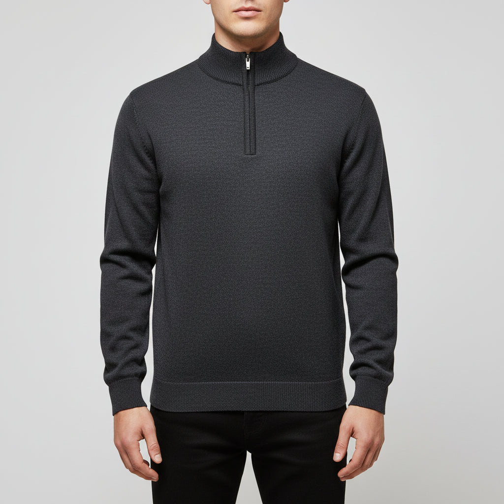 Men’s Half-Zip Long-Sleeve Fleece-Lined Sweater