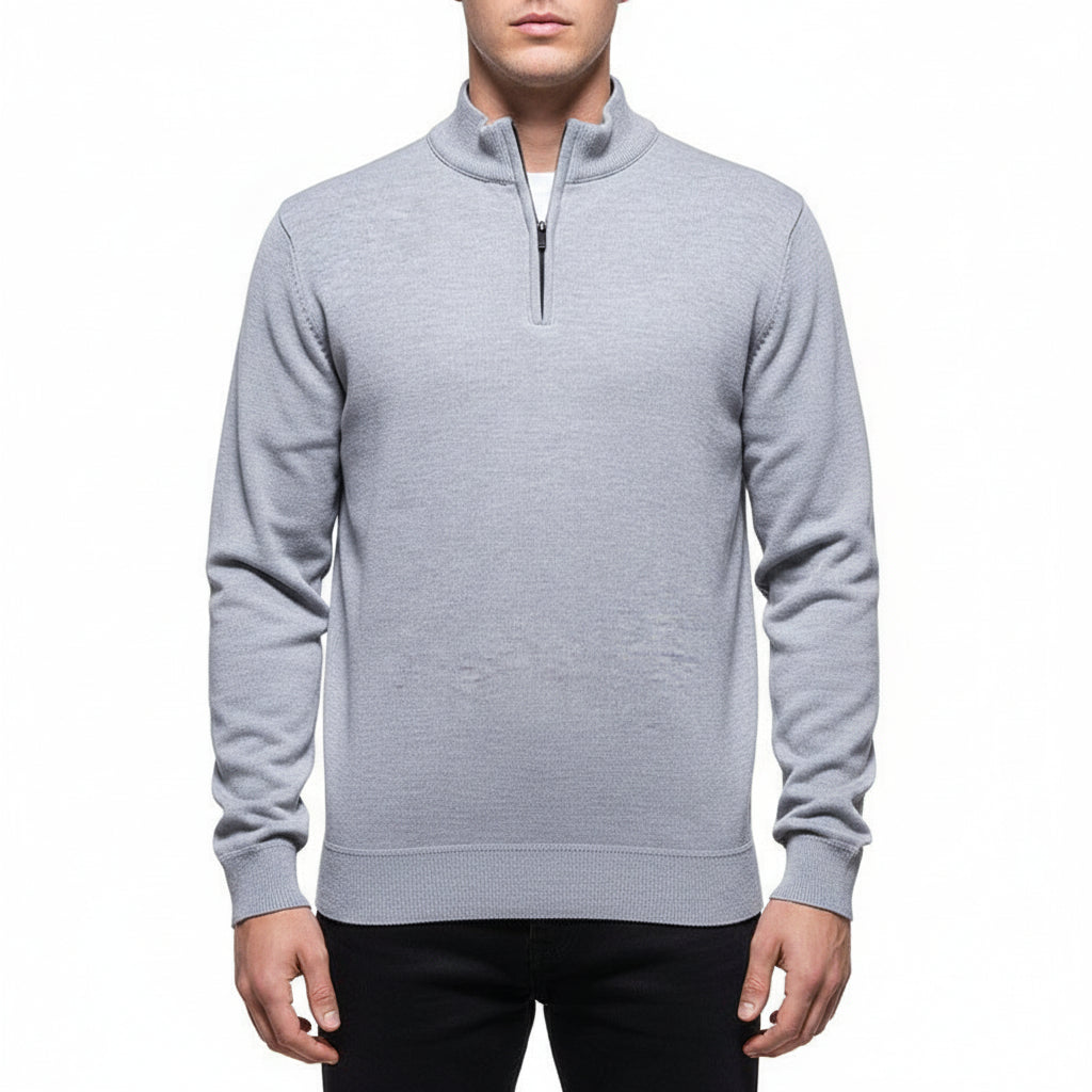 Men’s Half-Zip Long-Sleeve Fleece-Lined Sweater