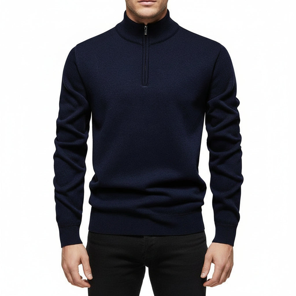 Men’s Half-Zip Long-Sleeve Fleece-Lined Sweater