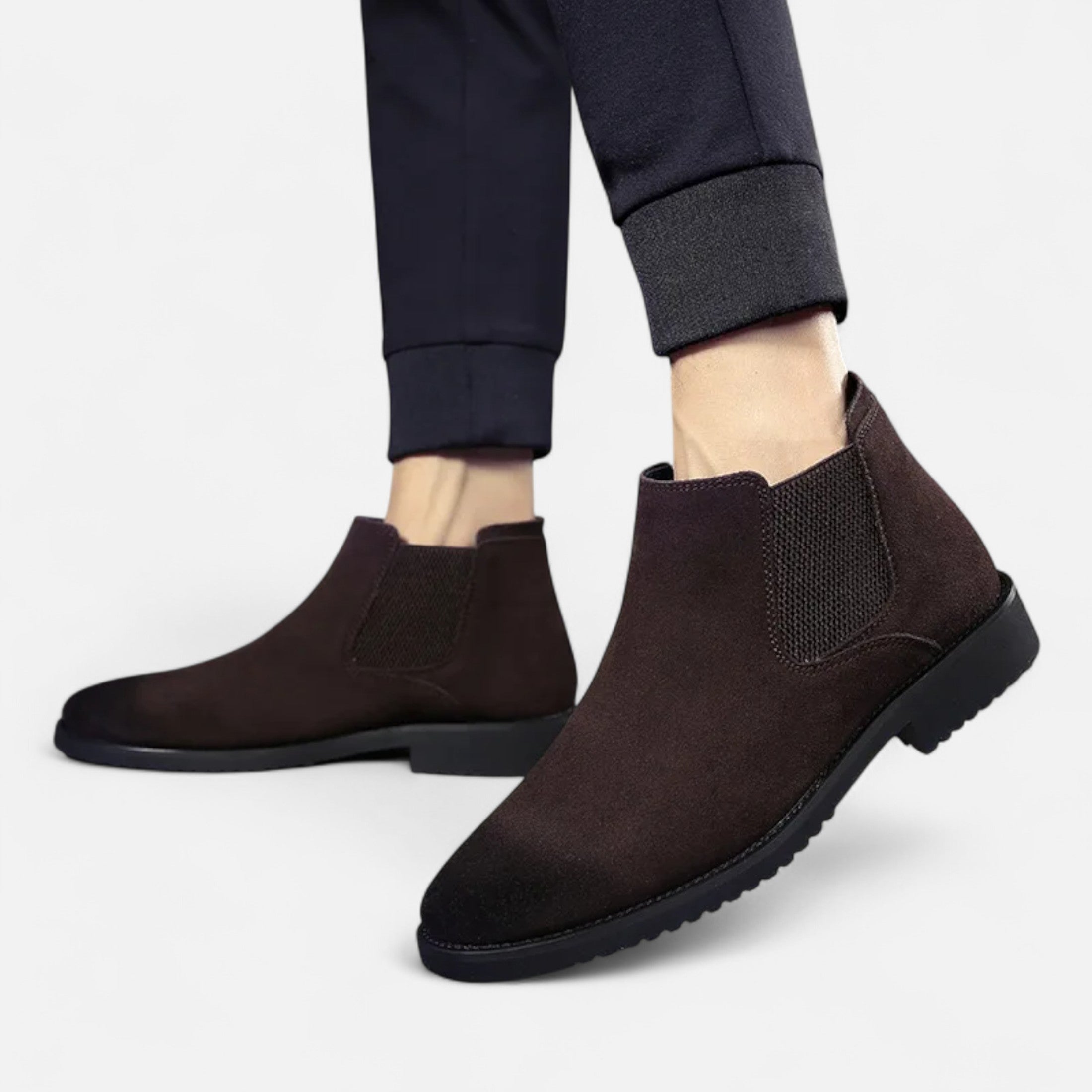 Men’s High-Top Artificial Leather Design Boots with Rubber Sole