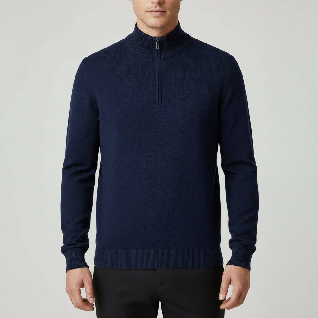 Men’s Merino Wool Half-Zip Sweater with Mock Neck