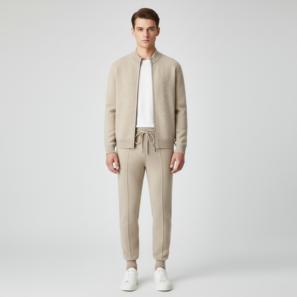 Men’s Merino Zip Cardigan and Drawstring Trousers