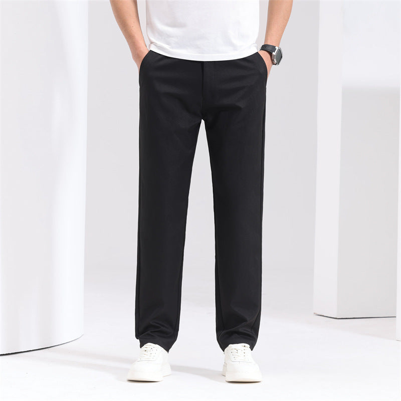 Men’s Straight Mid-Waist Lightweight Loose Casual Trousers