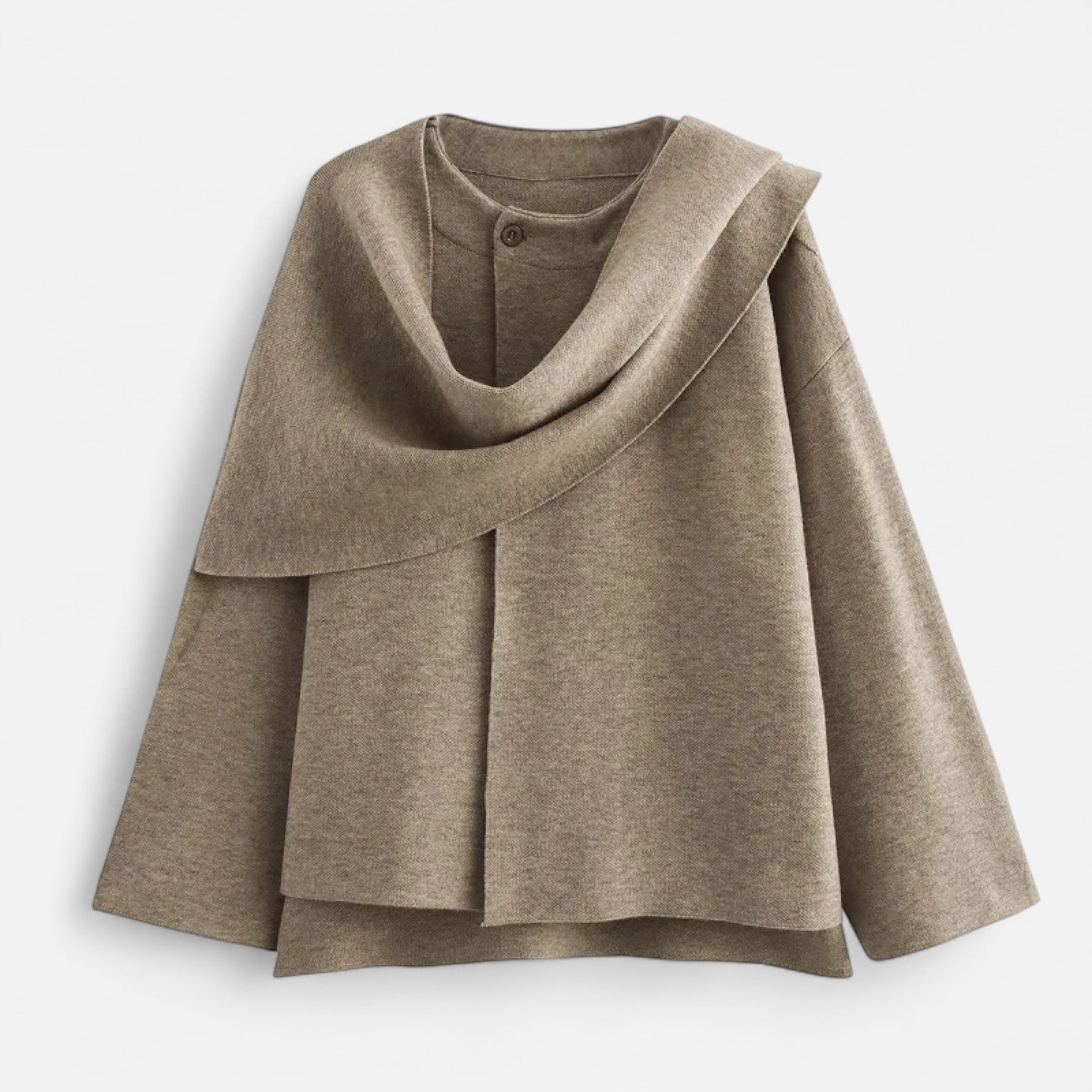 Women’s Plush Sweater with Asymmetric Scarf