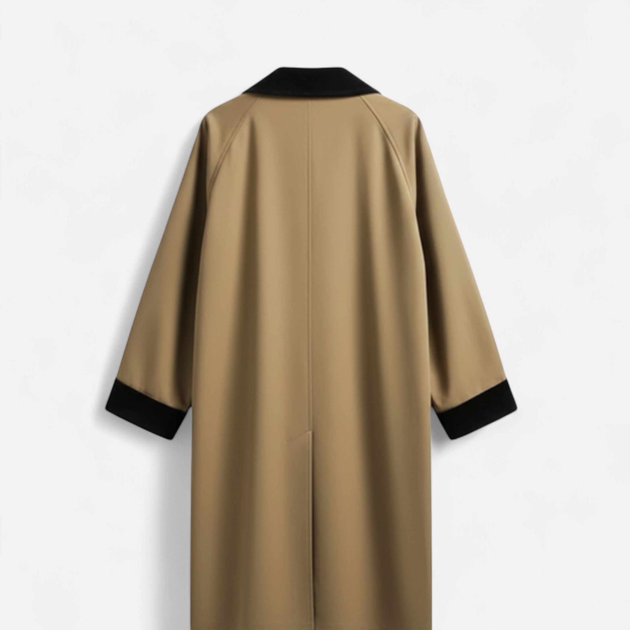 Women’s Single-Breasted Cotton Patchwork Mid-Length Trench Coat