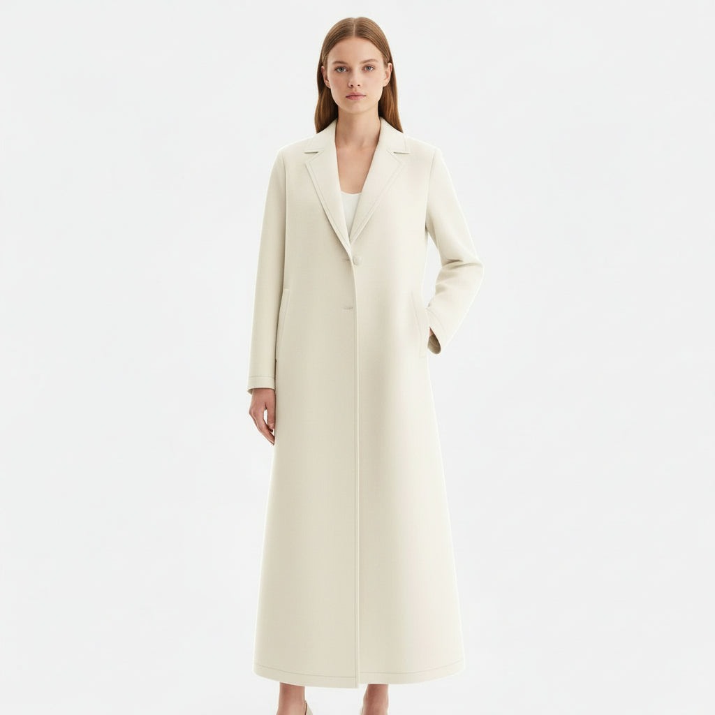 Women’s Single-Breasted White Lapel Coat