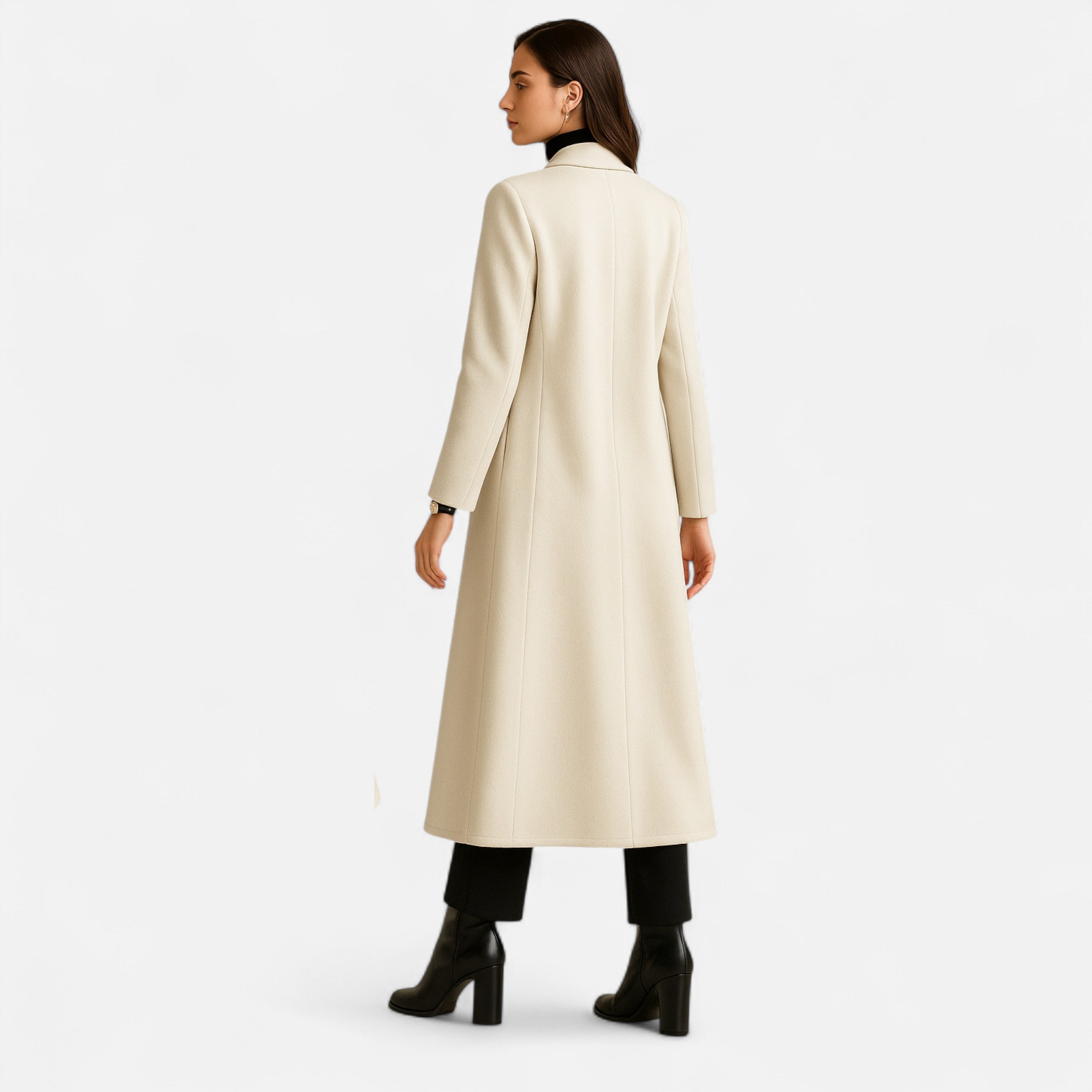 Women’s Single-Breasted White Lapel Coat