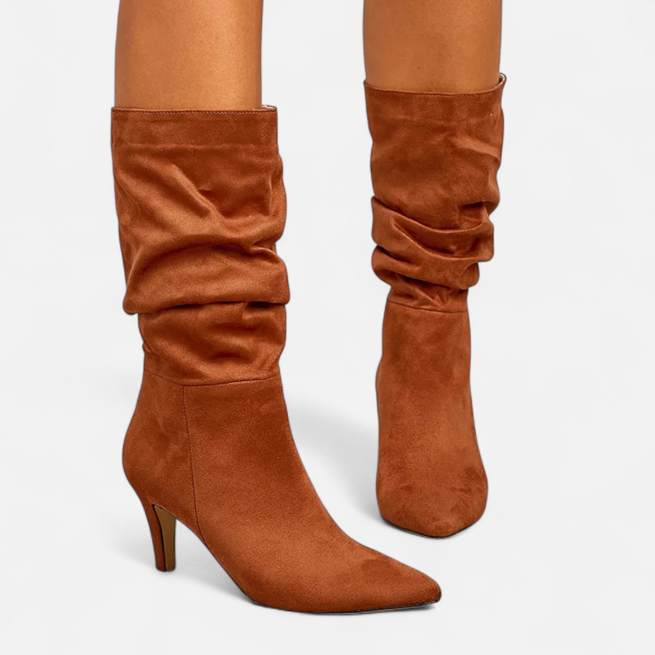 Women’s Wrinkled Pointed Toe Stiletto Heel Boots