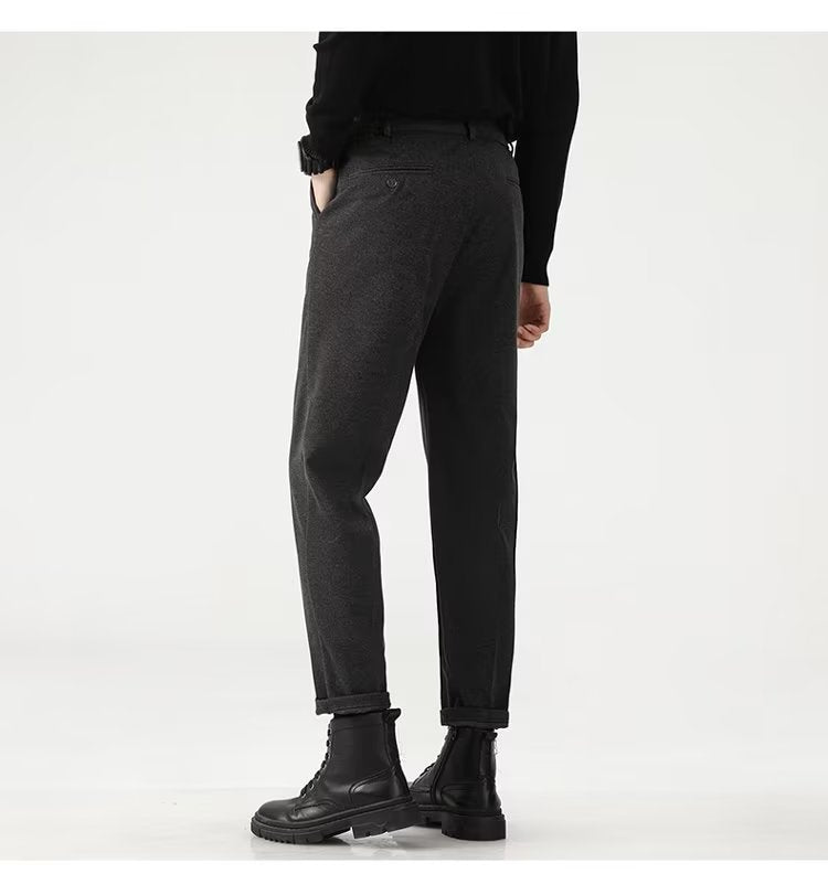 Men’s Straight  Woolen-Blend Cropped Trousers