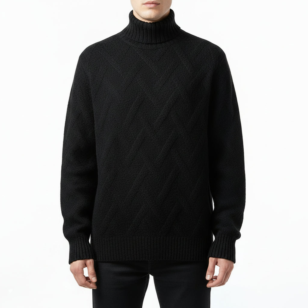 Men’s Half-Turtleneck Long-Sleeve Wool-Blend Knit Sweater