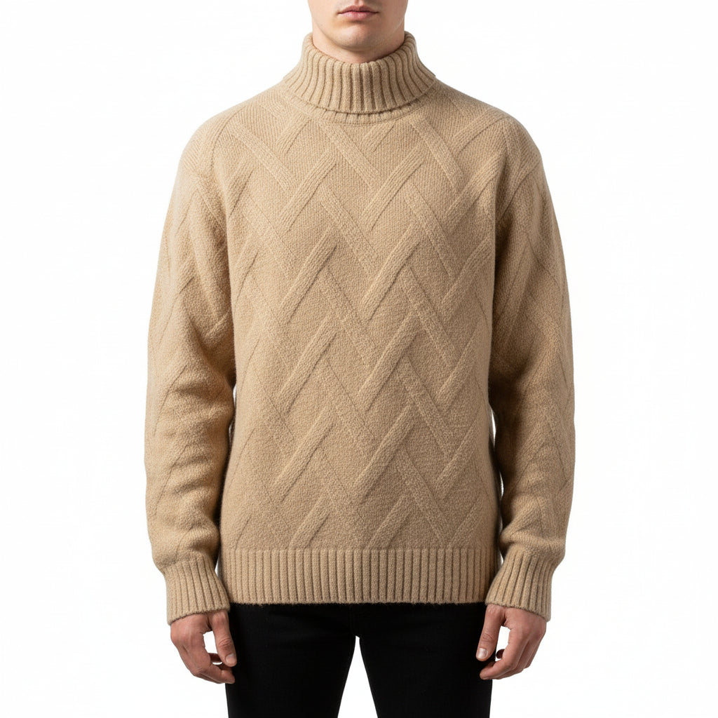 Men’s Half-Turtleneck Long-Sleeve Wool-Blend Knit Sweater