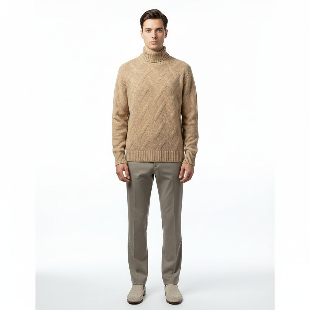 Men’s Half-Turtleneck Long-Sleeve Wool-Blend Knit Sweater