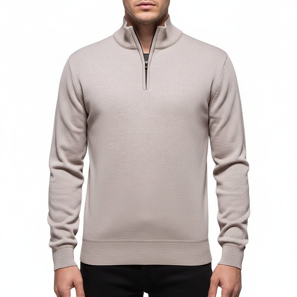 Men’s Half-Zip Long-Sleeve Fleece-Lined Sweater