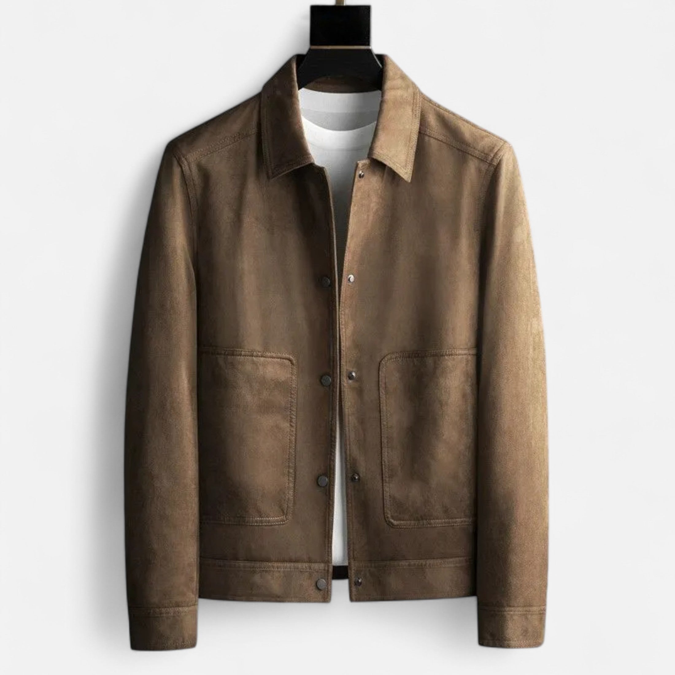 Men’s Lapel Cotton-Blend PU Jacket with Tailored Finish