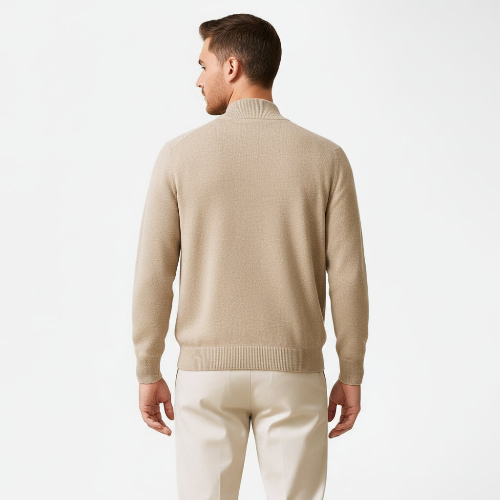 Men’s Long Sleeve Wool Zip Cardigan Sweater