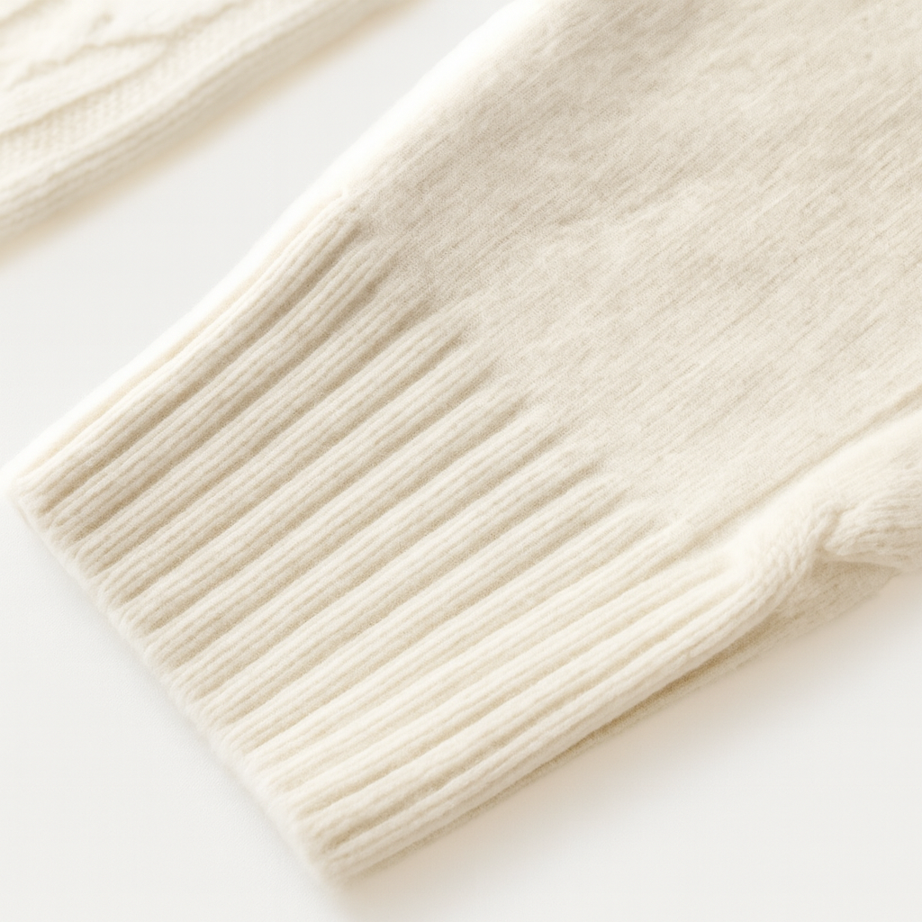 Men’s Merino  Crew Neck Wool Cable-Knit Sweater with Textured Pattern