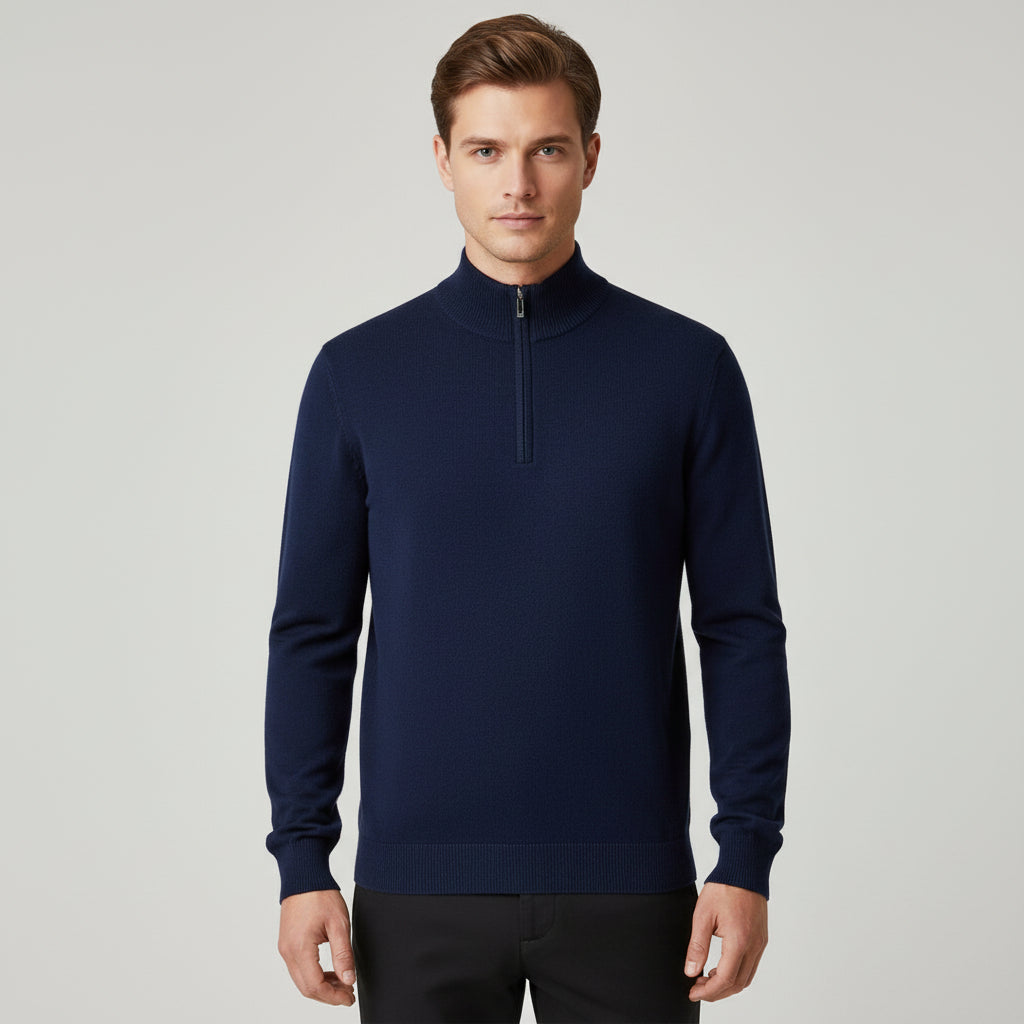 Men’s Merino Wool Half-Zip Sweater with Mock Neck