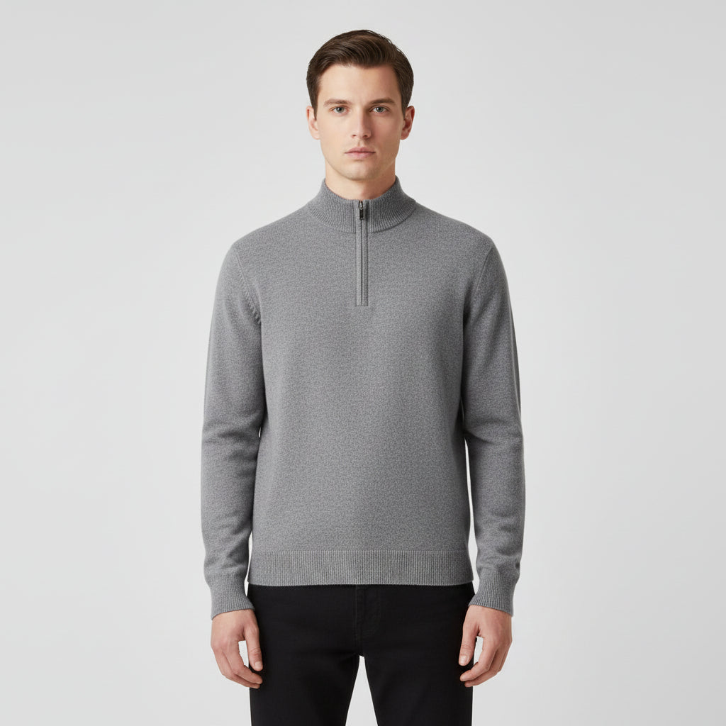 Men’s Merino Wool Half-Zip Sweater with Mock Neck