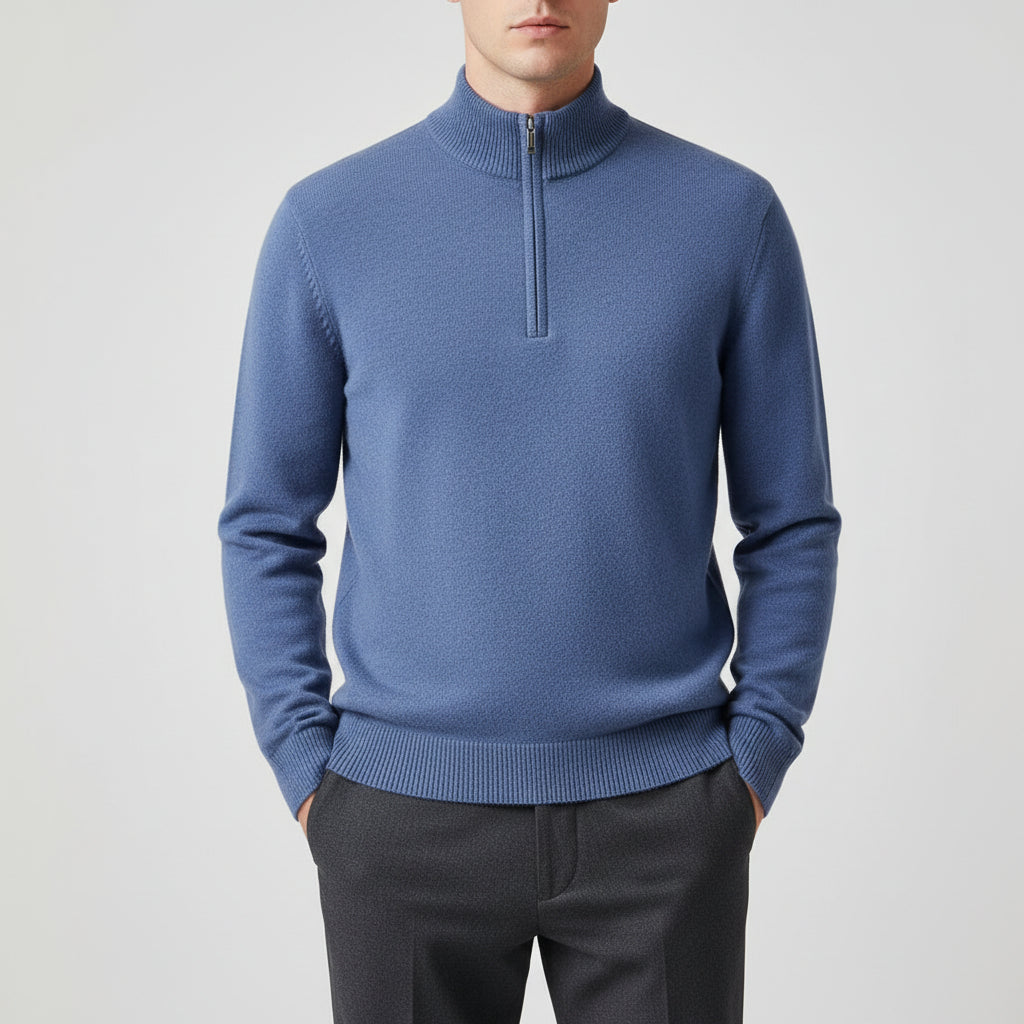 Men’s Merino Wool Half-Zip Sweater with Mock Neck