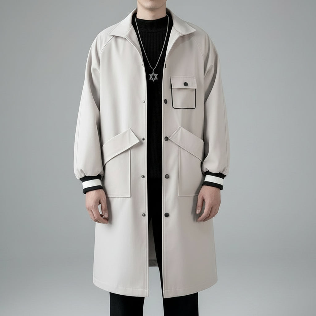 Men's Mid-length  Loose-Fit Temperament Overknee Overcoat