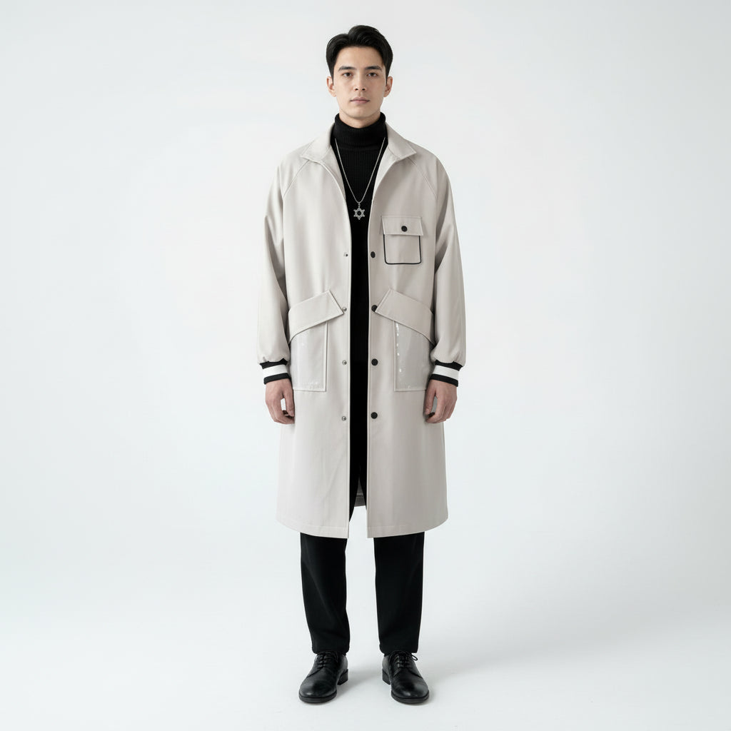 Men's Mid-length  Loose-Fit Temperament Overknee Overcoat