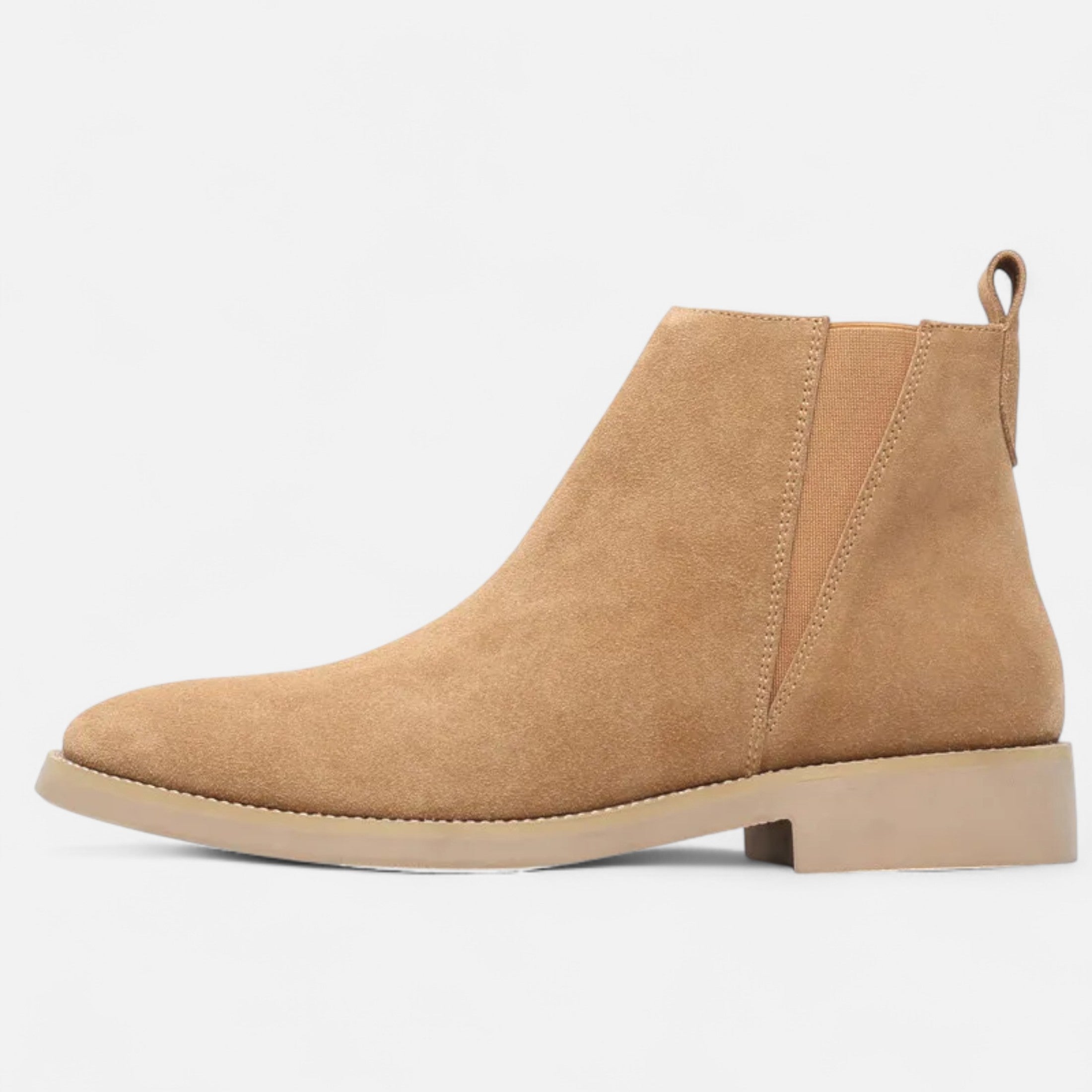 Men’s Pointed Toe Mid-Cut Suede-Style Zipper Boots with Durable Rubber Sole