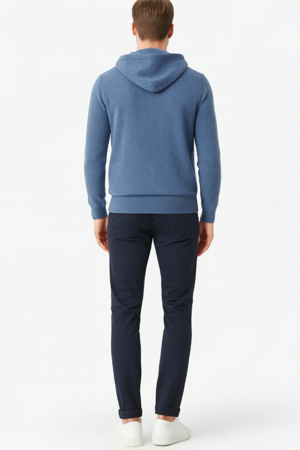 Men’s Solid Color Knitted Hooded Jumper