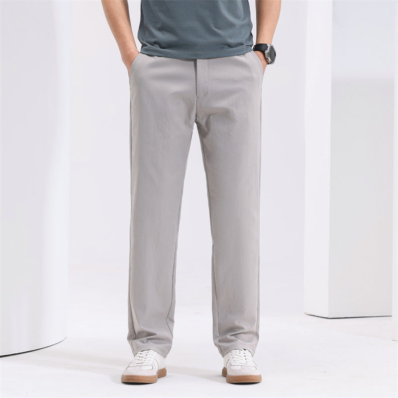 Men’s Straight Mid-Waist Lightweight Loose Casual Trousers