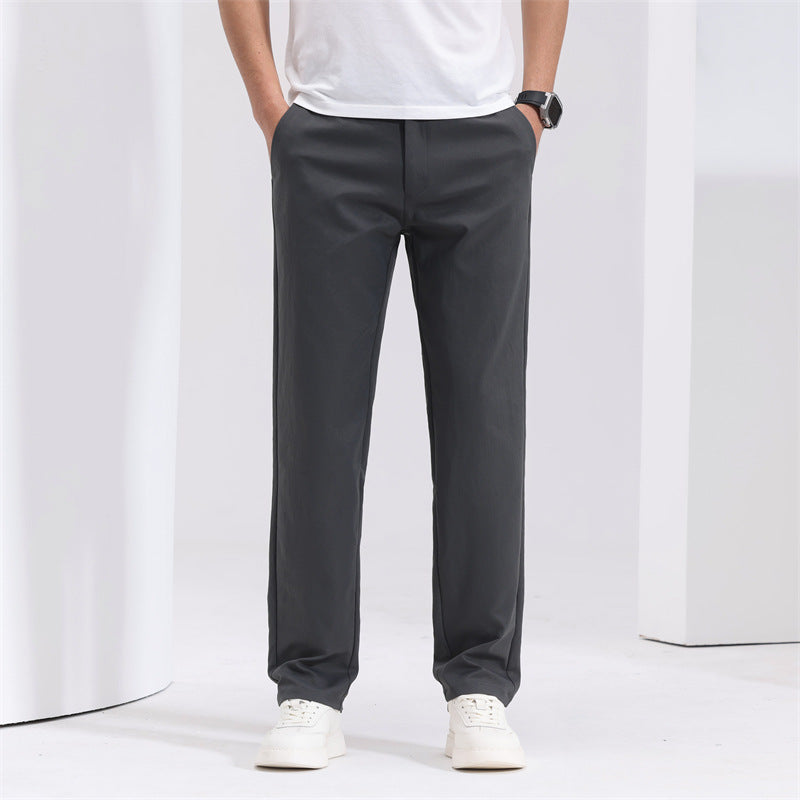 Men’s Straight Mid-Waist Lightweight Loose Casual Trousers