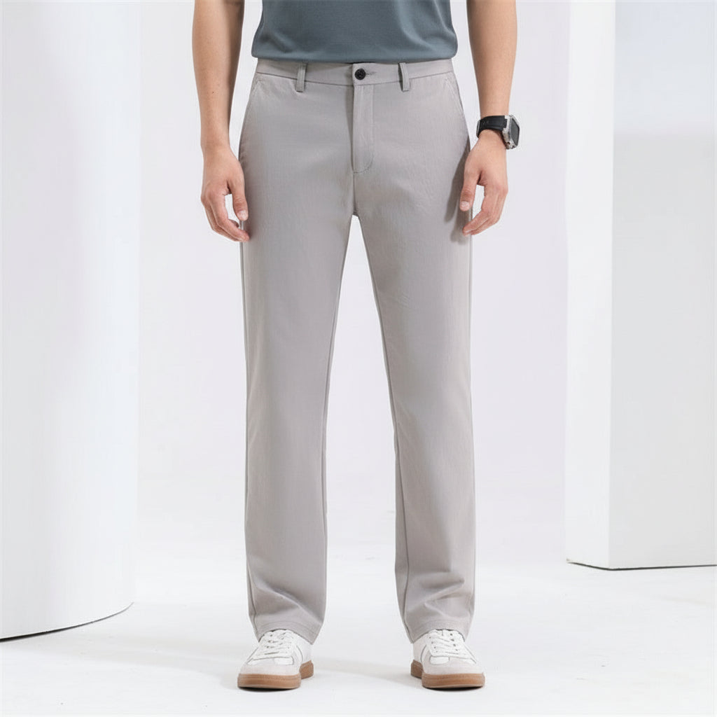 Men’s Straight Mid-Waist Lightweight Loose Casual Trousers