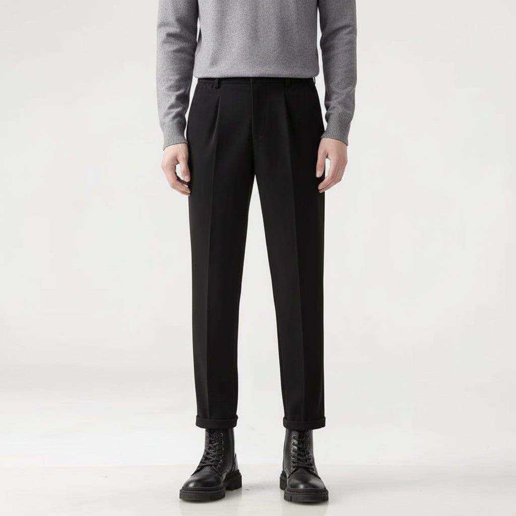 Men’s Straight  Woolen-Blend Cropped Trousers