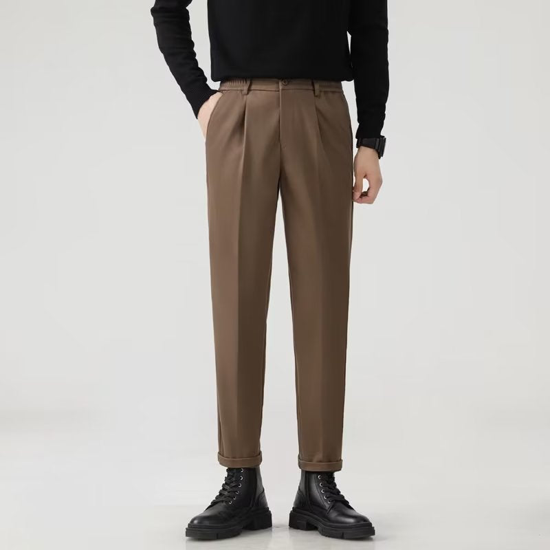 Men’s Straight  Woolen-Blend Cropped Trousers