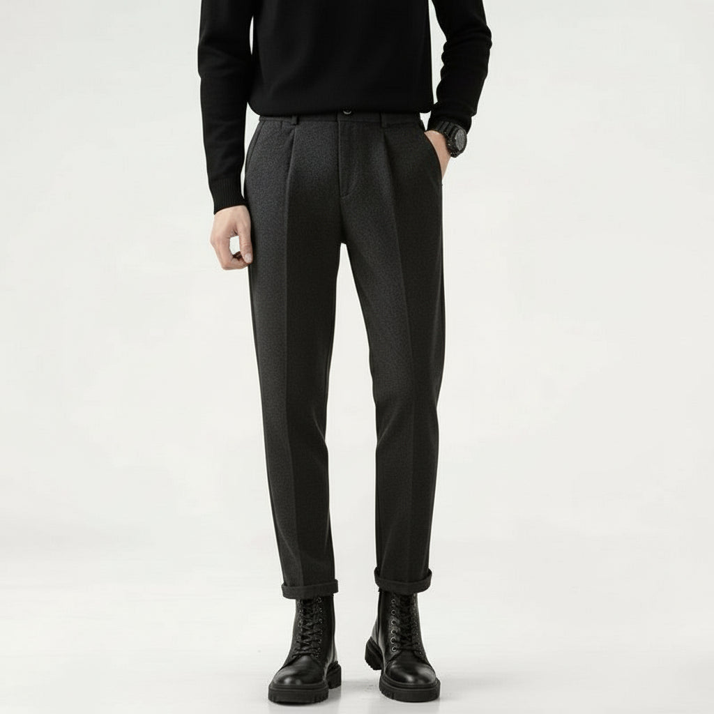 Men’s Straight  Woolen-Blend Cropped Trousers