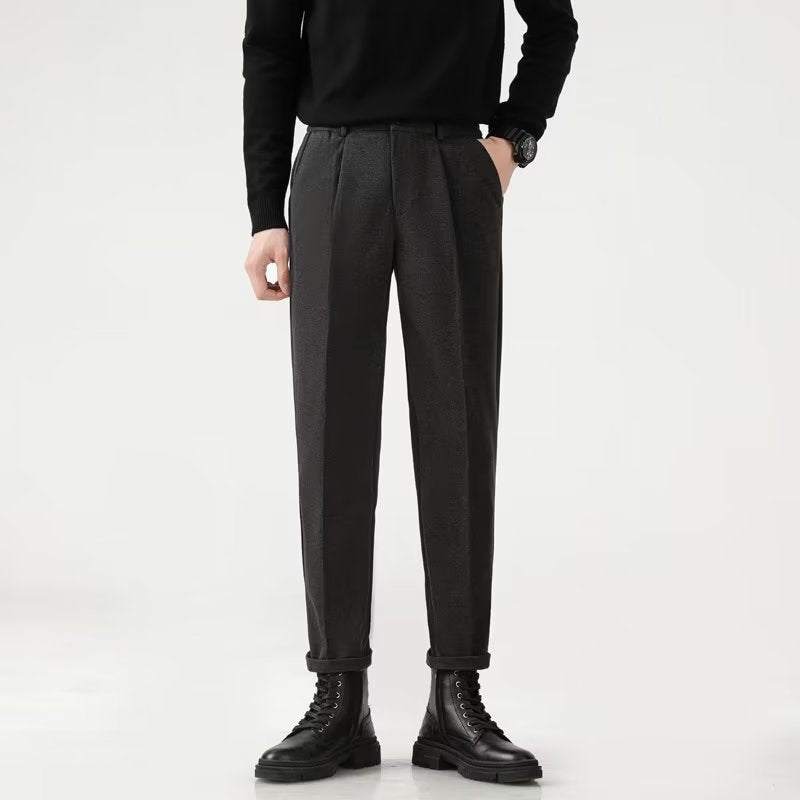 Men’s Straight  Woolen-Blend Cropped Trousers