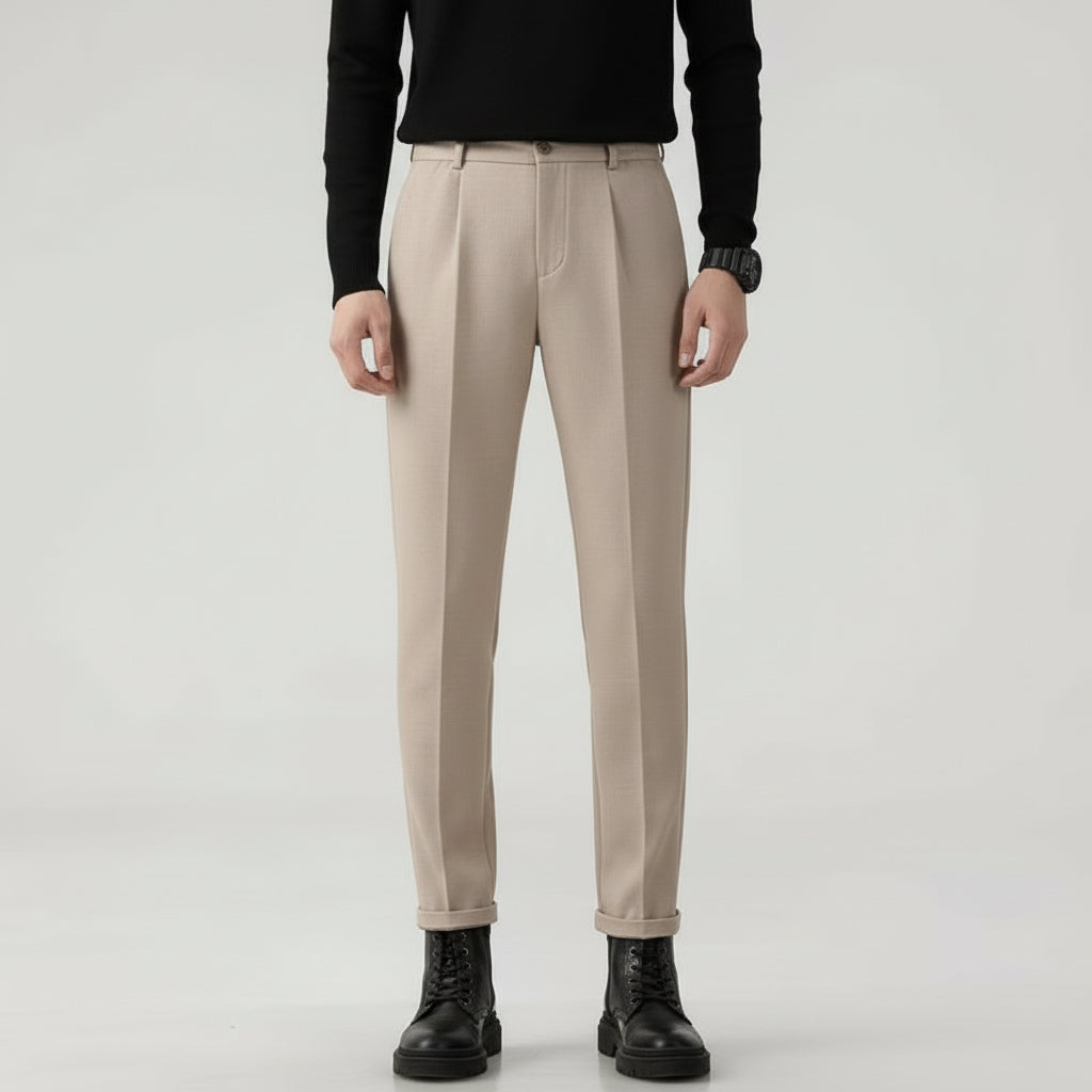 Men’s Straight  Woolen-Blend Cropped Trousers
