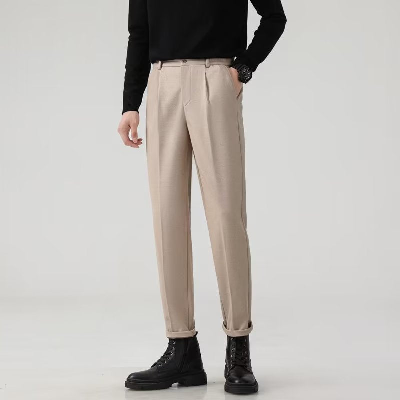 Men’s Straight  Woolen-Blend Cropped Trousers