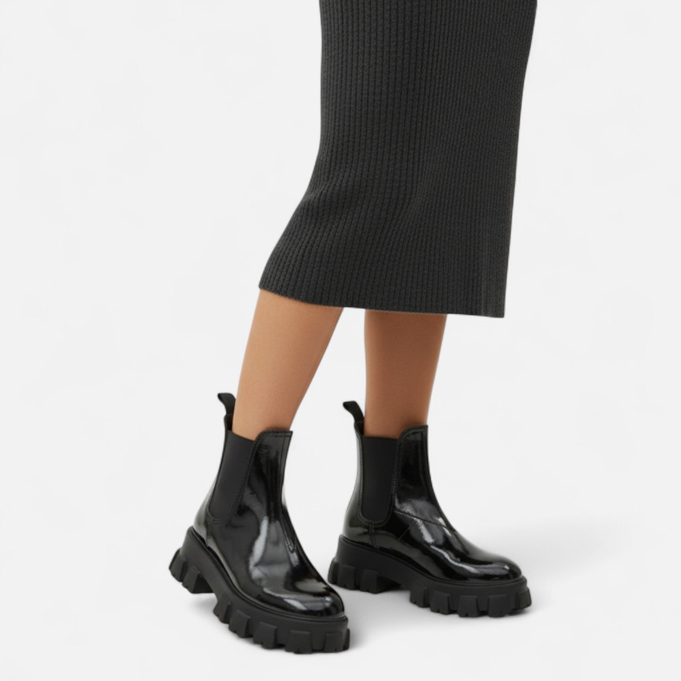 Women’s Platform Boots – Thick-Soled Round-Toe Design with PU Upper