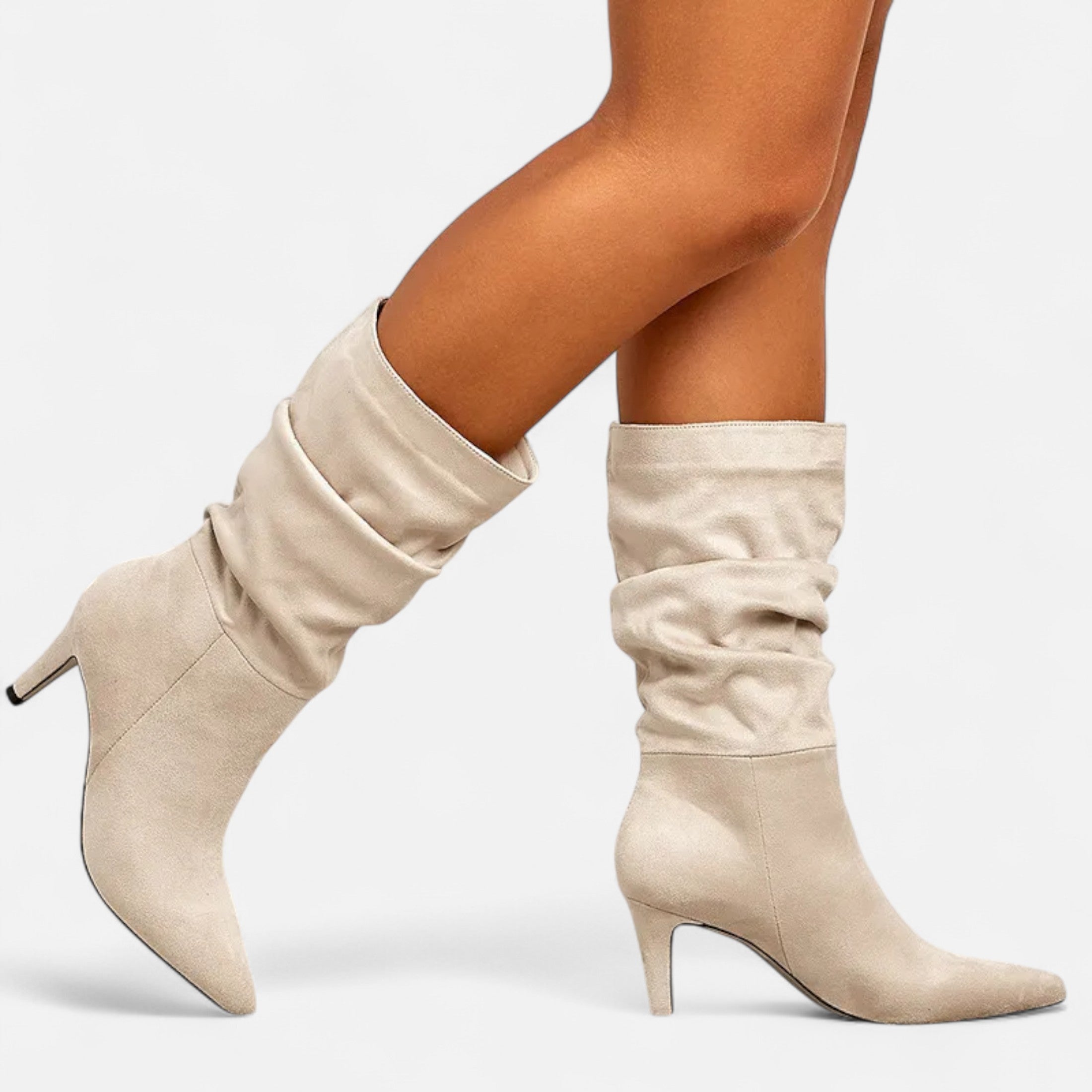 Women’s Wrinkled Pointed Toe Stiletto Heel Boots